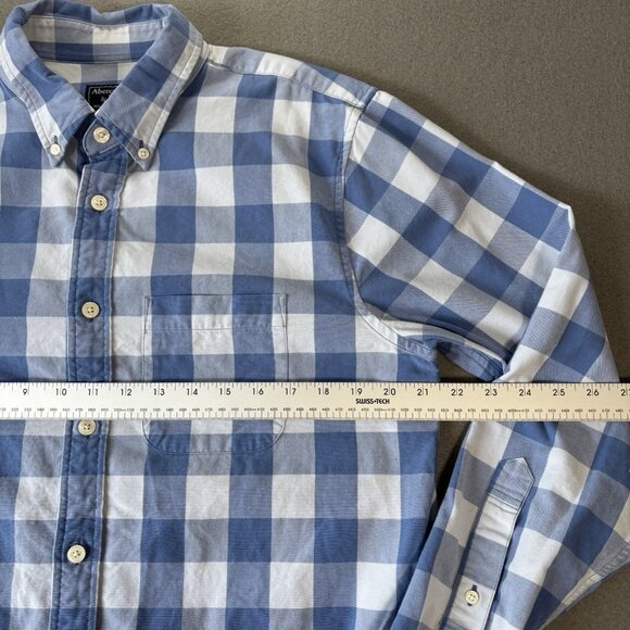 Abercrombie & Fitch Mens M Blue White Plaid Check Button Down Long Sleeve Shirt - Picture 8 of 16